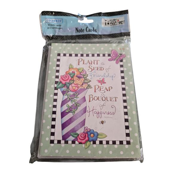 Mary Engelbreit Note Cards Seeds Of Friendship Bouquets of Happiness 8CT - Picture 1 of 2